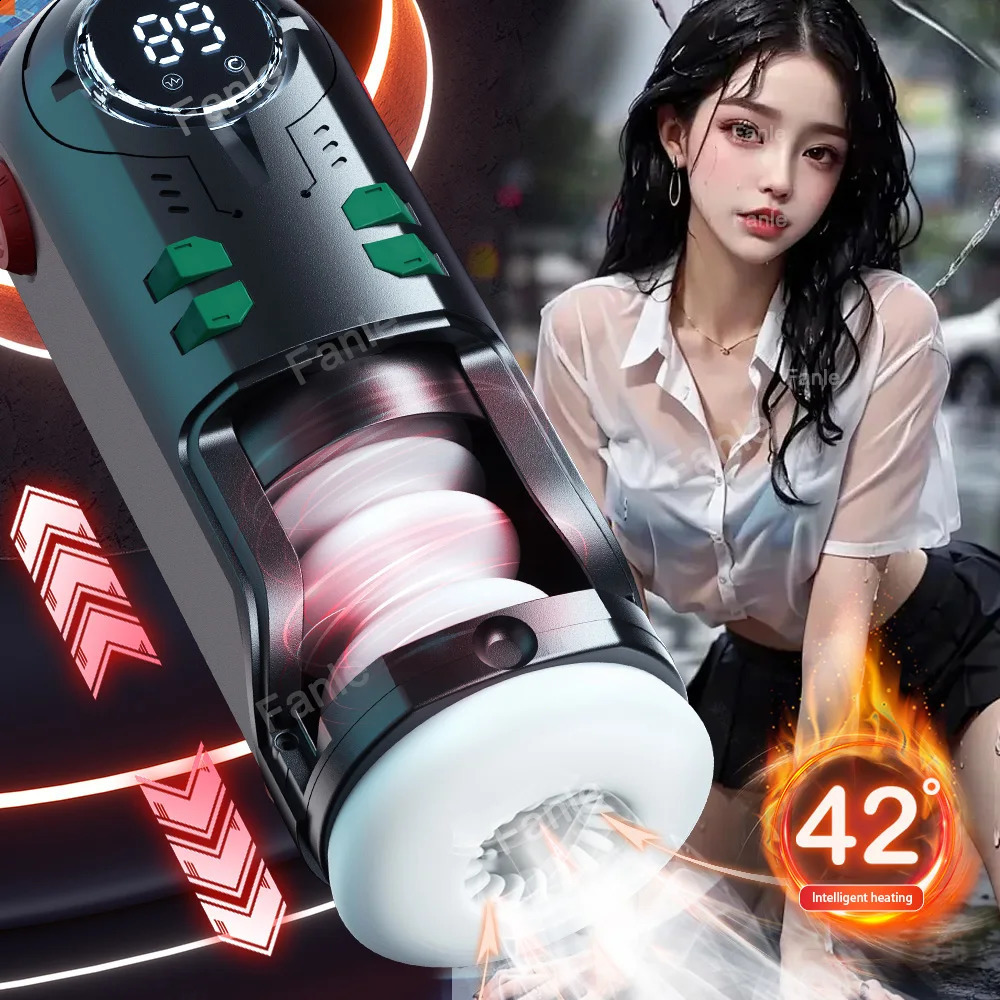 Automatic Male Masturbator Cup Telescopic Sucking Heated Pussy Blowjob Machine Thrusting Vibration Masturbation Sex Toy for Men 241118