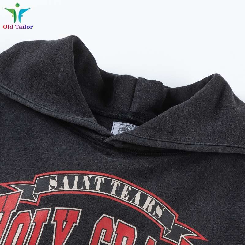 Retro ripped washed autumn and winter hip-hop hoodie loose hoodie pullover sweatshirt men's and women's couple set