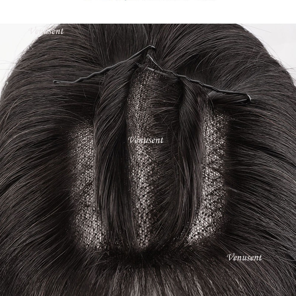 9X14cm Breathable Human Hair Topper With Air Bangs 13X14cm Natural Haire Toupee Hand Tied Swiss Lace Hairpiece For Women