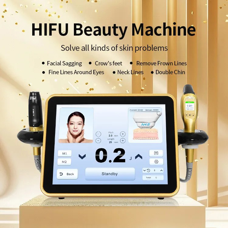HIFU Ultrasound Face Remodeling Wrinkle Acne Scar Reduction High Intensity Focused Ultrasound Single Point + Single Row 2 Handles 7D Machine