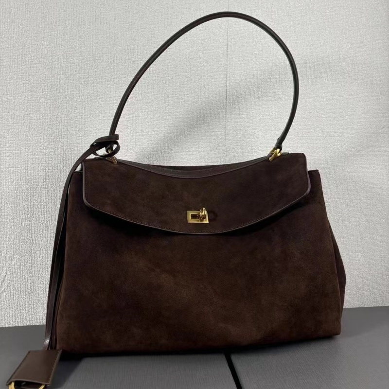 New Autumn And Winter Genuine Suede Leather Tote Bag, Women's Handbag Casual Shoulder Crossbody Bag Check