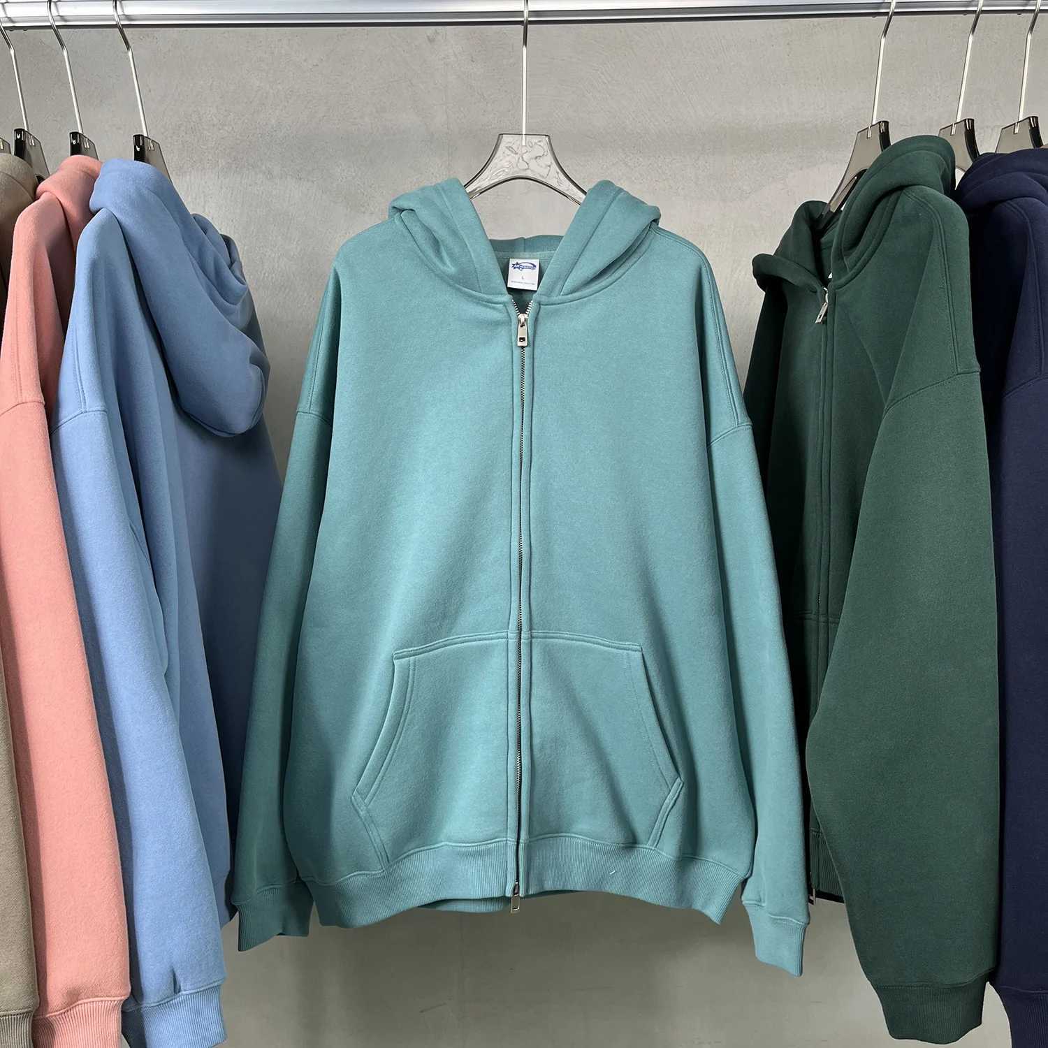 New Arrival Oversi Zipper Hoodie Autumn/Winter Double Zipper Mens Open Hoodie Street Clothing Hoodie Casual Womens Sportswear Z241118