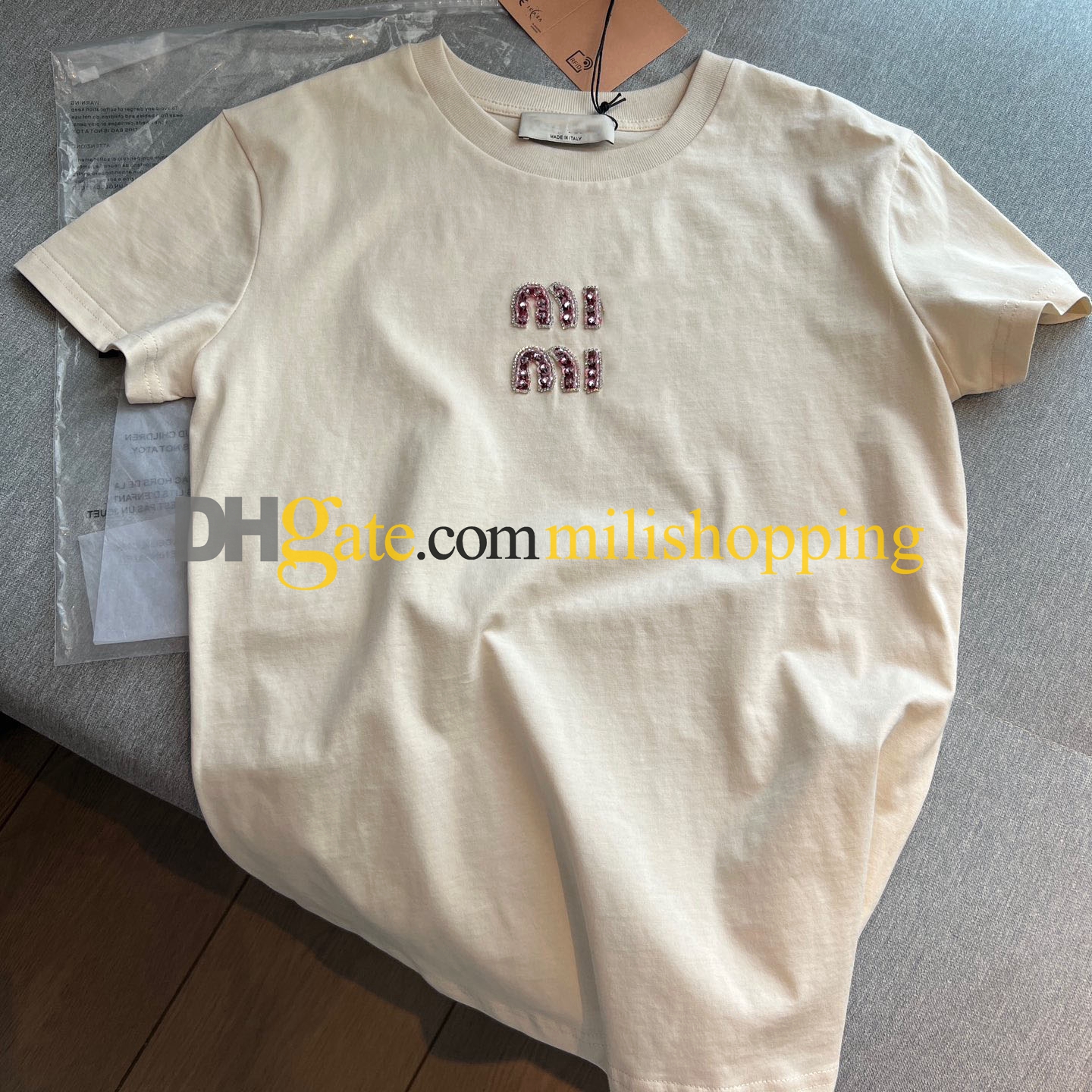 Women Designer Tees Beaded Letter bow short-sleeved T-shirt Tops Party Gift