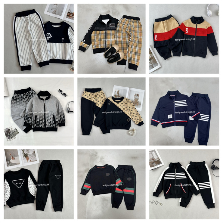 Quality Autumn/Winter Designer Children's Wear Sewn Zipper Jacket Suit Designer Baby Sportswear Children's wear size 90-160cm F10