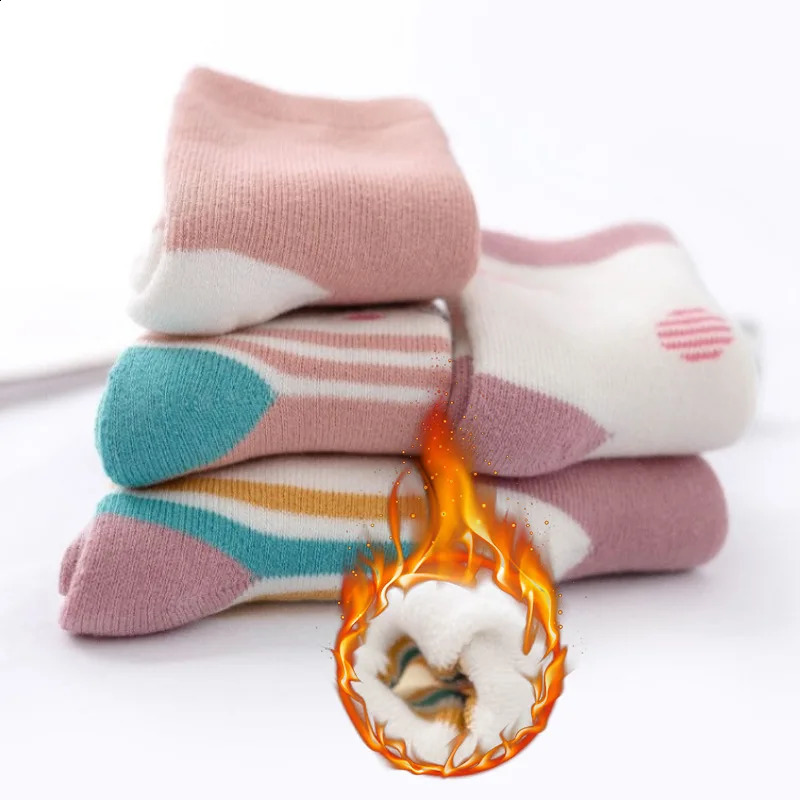 5 pairs/batch of winter baby girls boys cute thick childrens socks cartoon children Christmas cartoon socks 1-12 years old children 241118