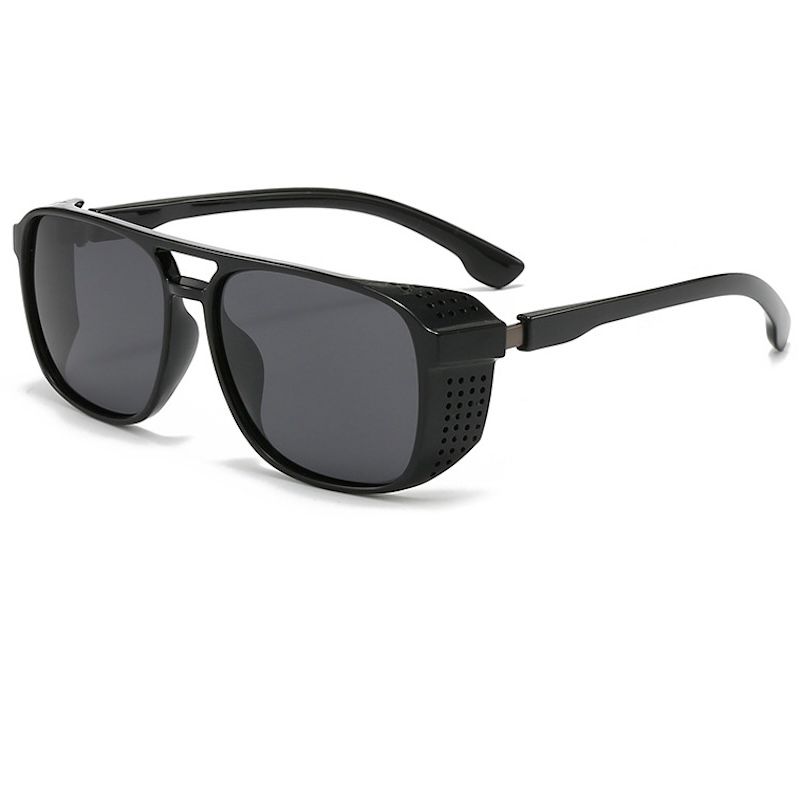 Steampunk Polarized Sunglasses Punk Men Luxury Fashion a Pilot with Cool Gothic Sun Glasses Vintage Driving Fishing Mirrored Sports with Side Shields 