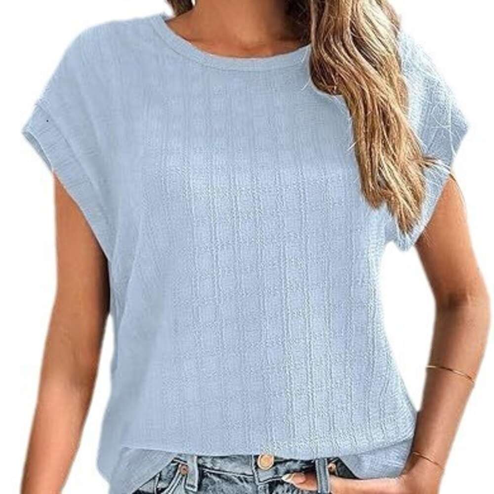 2024 New Women's Wear Dihua Checkered Casual Loose Round Neck Short Sleeve T-shirt F41825