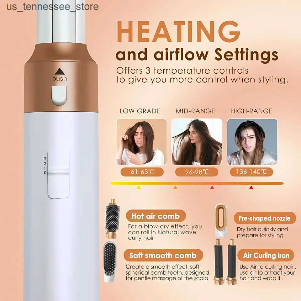 Hair Curlers Straighteners 5 in 1 Low Noise Hair Styler Professional Hair Curling Straightening Hair Drying Hot Air Brushes 1000W J241118