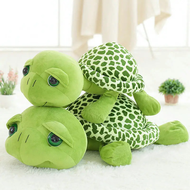 20100cm Cute Super Green Big Eyes Stuffed Tortoise Doll Turtle Animal Plush Toy Boy Girl Birthday Gift 241118