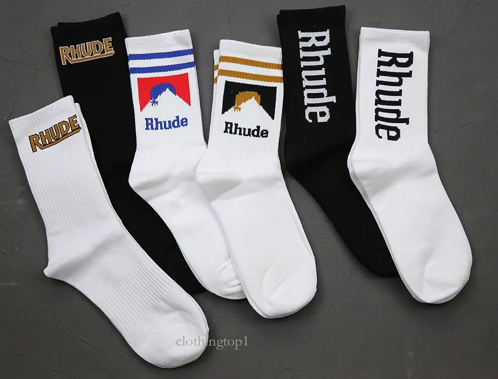 Men socks cotton new designer socks fashion hot stockings R letter printed sports sock All-match rhudesocks Classic Ankle Hook Warm Wool Sock one size black style