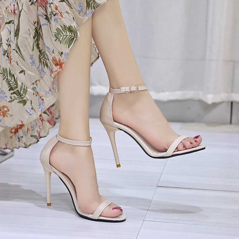 Summer Open Toe Solid Color Simple Elegant Fi Sandals for Women New Sexy Pin Buckle Cfortable Banquet Party High H Y250306
