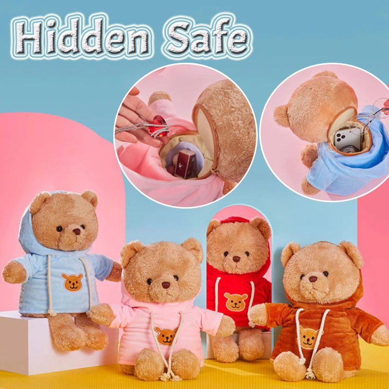 30/40cm Plush Bear Hidden Safes Storage Safe Compartment Sight Secret Stash Box Creative Gift for Money Jewelry Kids Doll Bear 240408