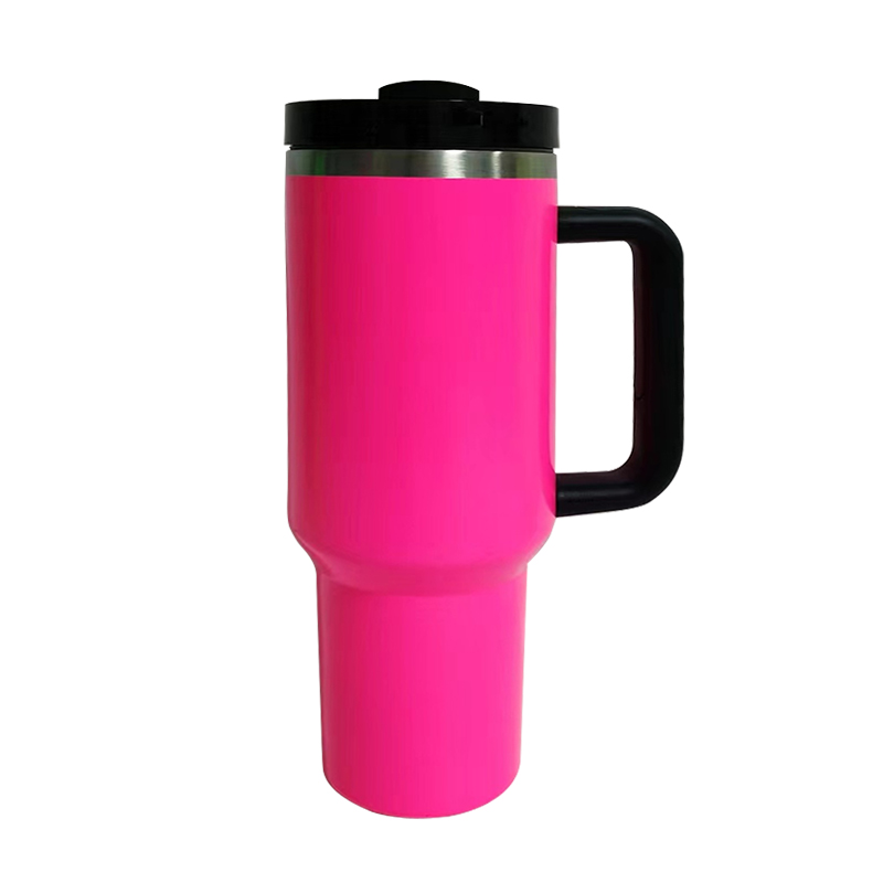 40oz Reusable Tumbler Fluorescent Paint Tumblers with Handle and Straw Stainless Steel Insulated Travel Mug Tumbler WLL2271