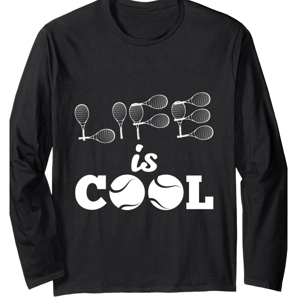 Long Sleeve Shirts for Men sweatshirt Life Is Cool Themed Words Tennis Outdoor B-Day Long Sleeve Tee Streetwear Casual tops clothes Fashion Trends
