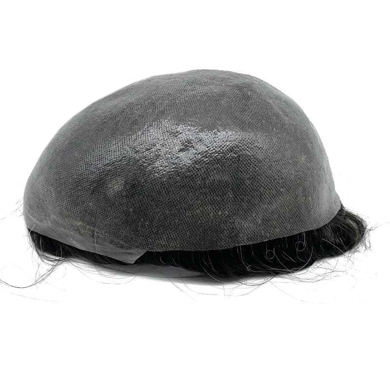 Ultra thin skin 0.06mm natural hair mens Toupee mens wig replacement system hair piece protection Caar Hbre M wig M241118