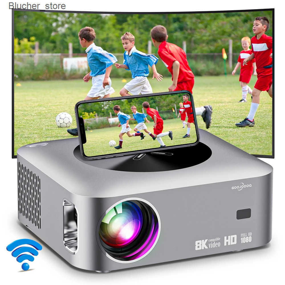 Projectors GOOJODOQ Mini X1 Projector 1080P 2k 4K Ultra HD 19201080 Wifi6 12000ANSI H700 BT4.0/5.0 Home Theater Outdoor Smart Projector J241118