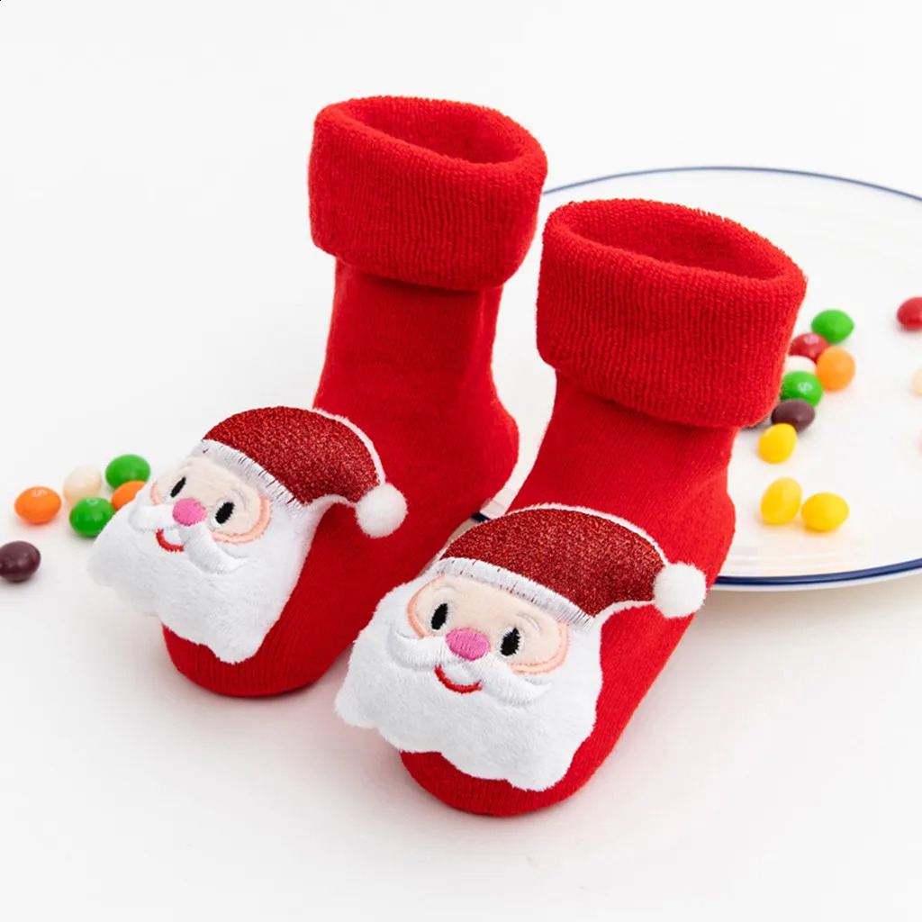 Merry Christmas Socks Childrens Boys and Girls Santa Claus Deer Non slip Knitted Warm Socks Santa Claus Deer Autumn Knitted Warm Socks 241118