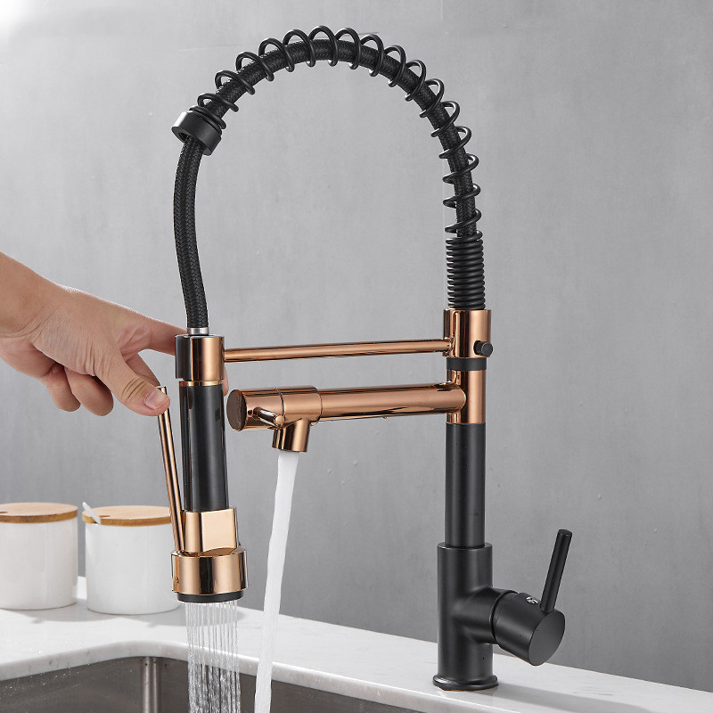Gold spring hot and cold mixed water multi-functional kitchen universal double faucet dish basin sink water dragon Bathroom appliance