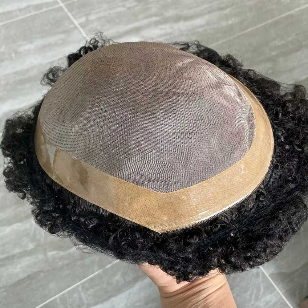 Breathable single lace top black mens hair style cheap Toupee suitable for African mens hair loss solution beauty hair unit M241118