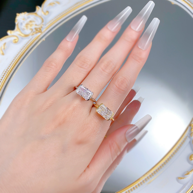 Choucong Brand New Wedding Rings Elegant Sparkg Genuine 100% Sterg Sier Ice Cut White Natural Moissanite Dia Eternity Women Engagement Band Ring