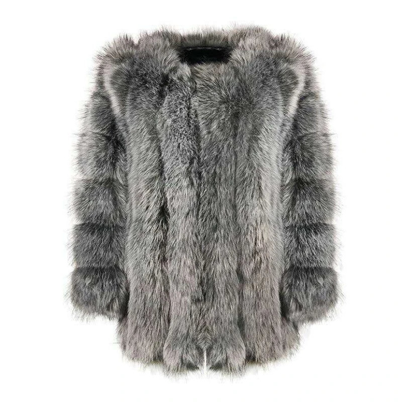 Europe and The United States Fur Coat Womens Autumn Winter Fox Medium Long Jacket 241118