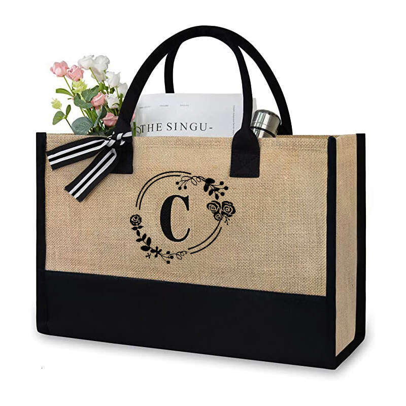 2024 Hot Selling Jutebag Fashionable and Simple Letter Tote Large Capacity Handheld Huangma Guangzhou Bag