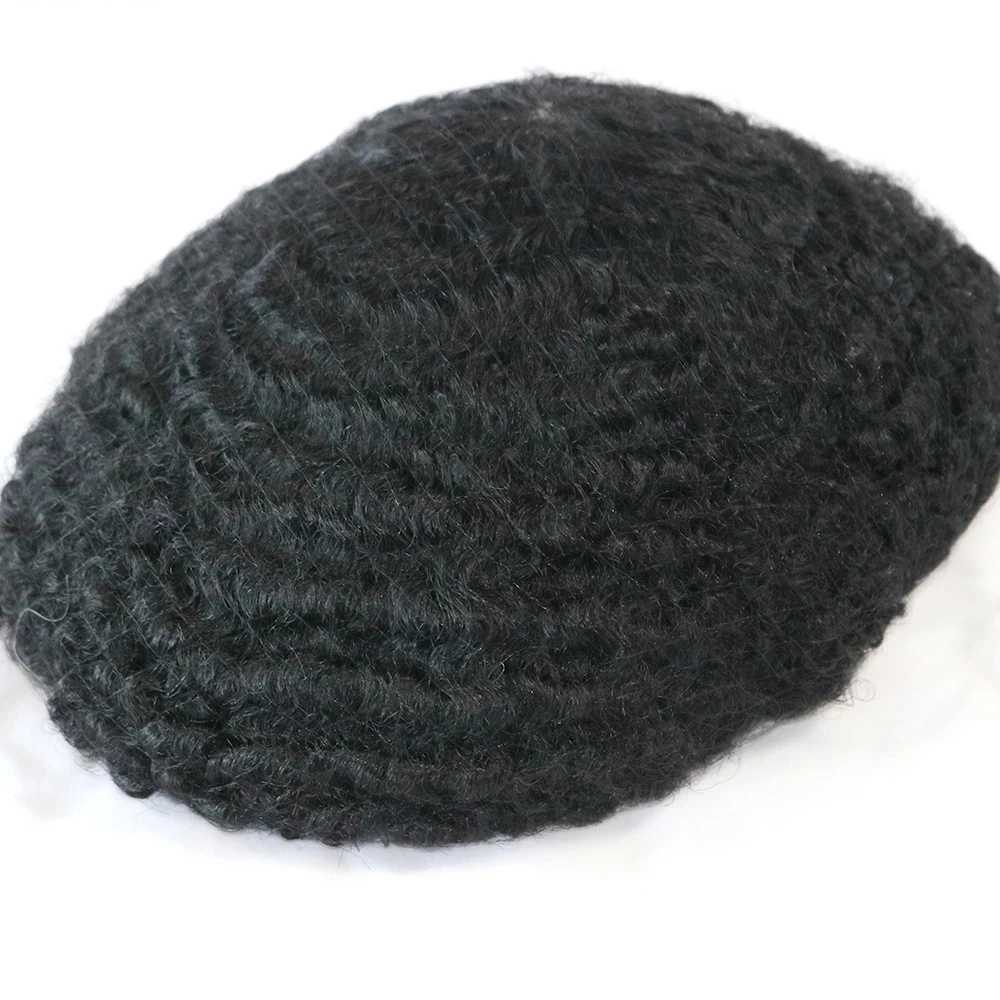 Breathable single lace top black mens hair style cheap Toupee suitable for African mens hair loss solution beauty hair unit M241118