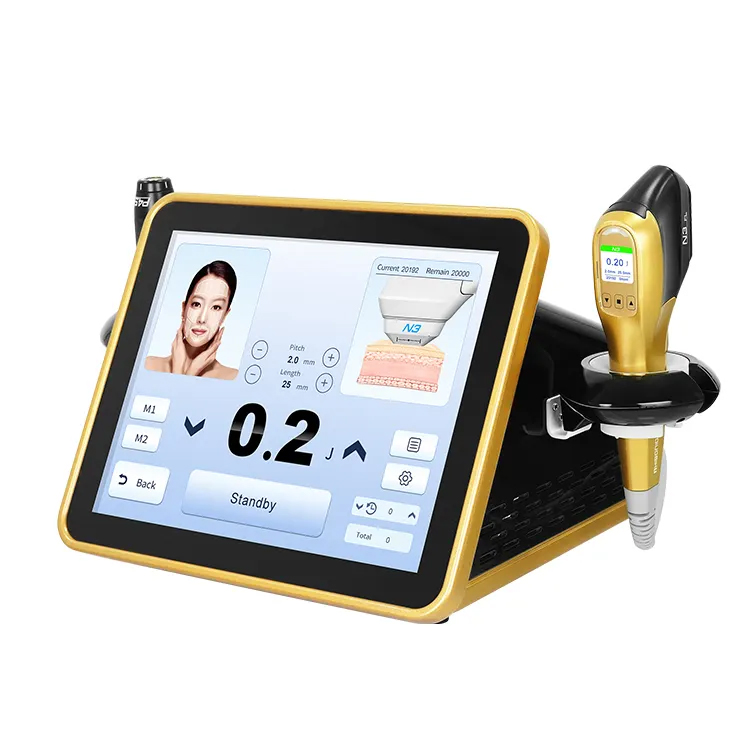 HIFU Ultrasound Face Remodeling Wrinkle Acne Scar Reduction High Intensity Focused Ultrasound Single Point + Single Row 2 Handles 7D Machine