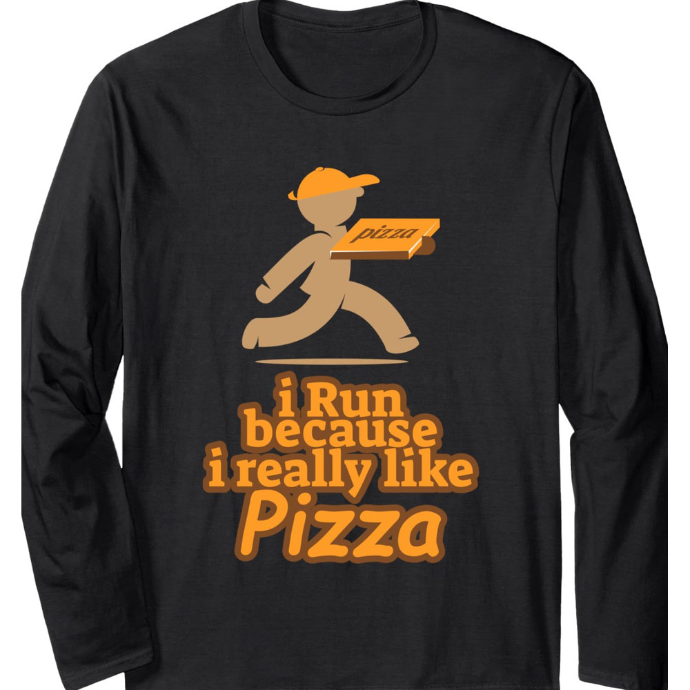 Long Sleeve Shirts for Men sweatshirt I Run Because I Like Pizza Funny Race Runner Gift Long Sleeve Tee Streetwear Casual tops clothes