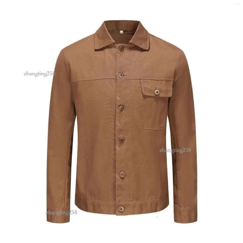 Men's Jackets Vintage Men's Oil Wax Jacket Canvas Cotton Khaki Military Uniform Light Casual Work Safari Style Clothing