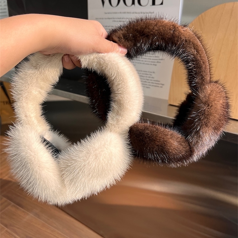 Winter womens warm 100% natural mink earmuffs outdoor fashion mink earmuffs girls winter earmuffs 241116ww