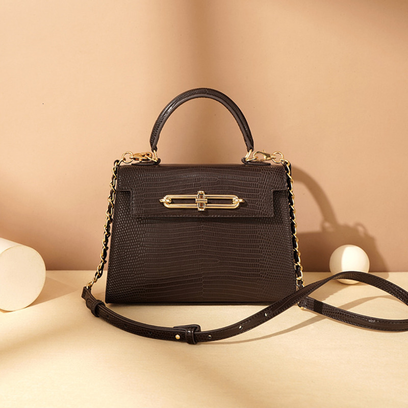 New Cowhide Women's Mini Handbag Versatile Genuine Leather Shoulder Lizard Pattern Commuting Crossbody Bags Genuine Leather BagVoyage