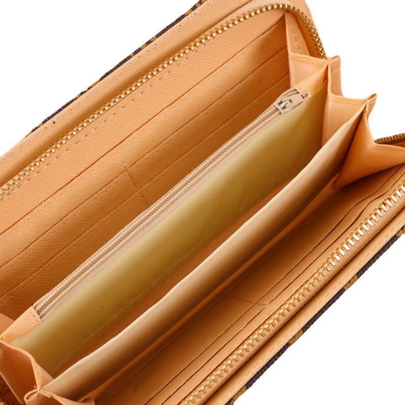Old pattern womens single zipper wallet with multiple card slots long multi-functional card bag zero wallet hand-held