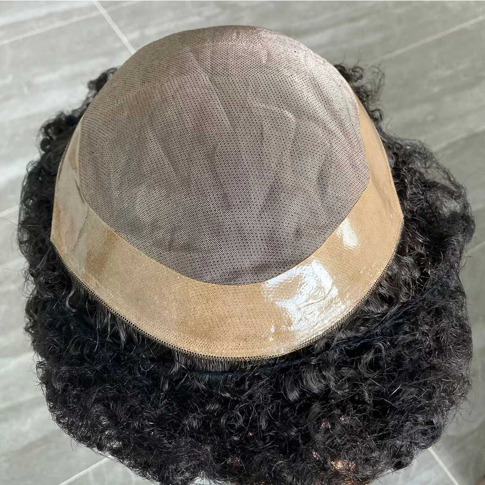 8mm 10mm 12mm African Black Mens Toupee Deep Weaving Device Twisted Curly Toupets Single Lace and NPU Wig 360 Wave Style M241118