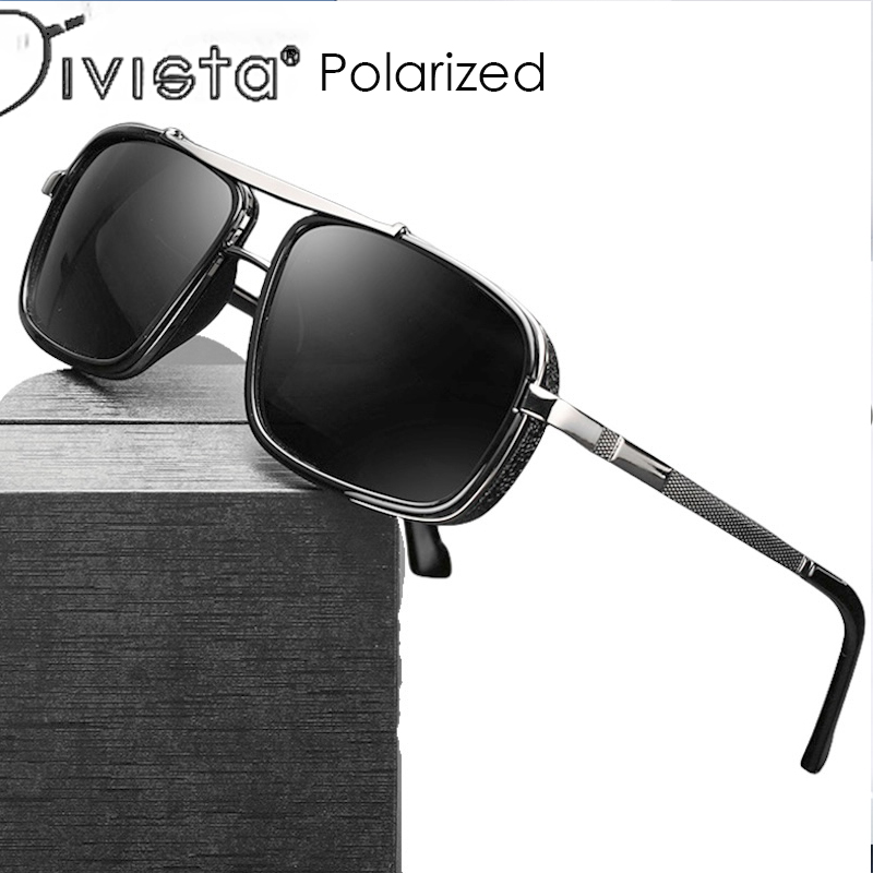 Steampunk Sunglasses Polarized Men Luxury Fashion Gradient Shades UV400 Women Classic Sun Glasses Vintage Driving Fishing Blue Sports Cool Punk S21B I