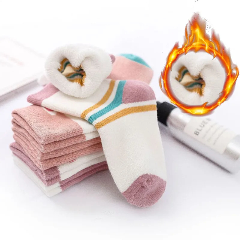 5 pairs/batch of winter baby girls boys cute thick childrens socks cartoon children Christmas cartoon socks 1-12 years old children 241118