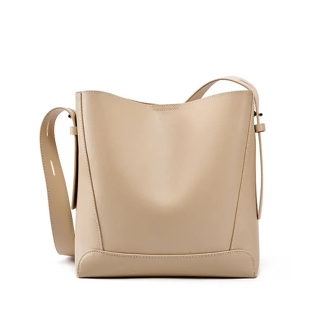 Cowhide Women's Shoulder Bag Fashion Trend Designer Bucket Large Capacity Genuine Leather Women Crossbody Bags Check BagVoyage