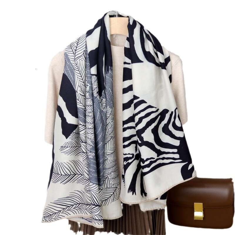 New Zebra Peg Double sided Different Color for Women's Autumn and Winter Warm Silk Wool shawl Scarf