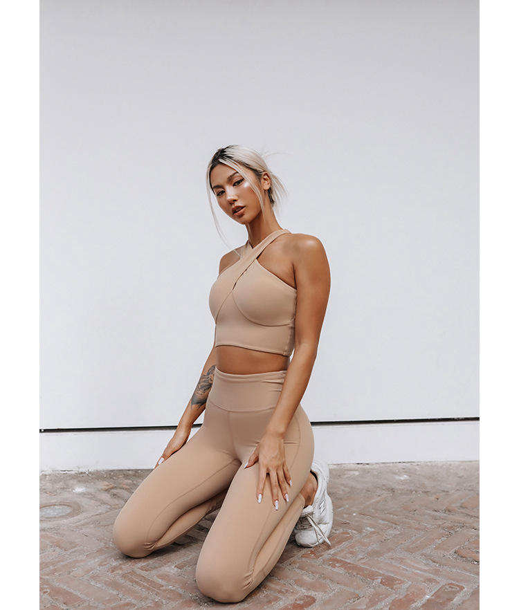 Women Outfit Jogger Yoga Bra Pants Sets High Waist Nylon Yoga Sports Raising Hips Gym Wear Legging Elastic Fitness Tights Workout set