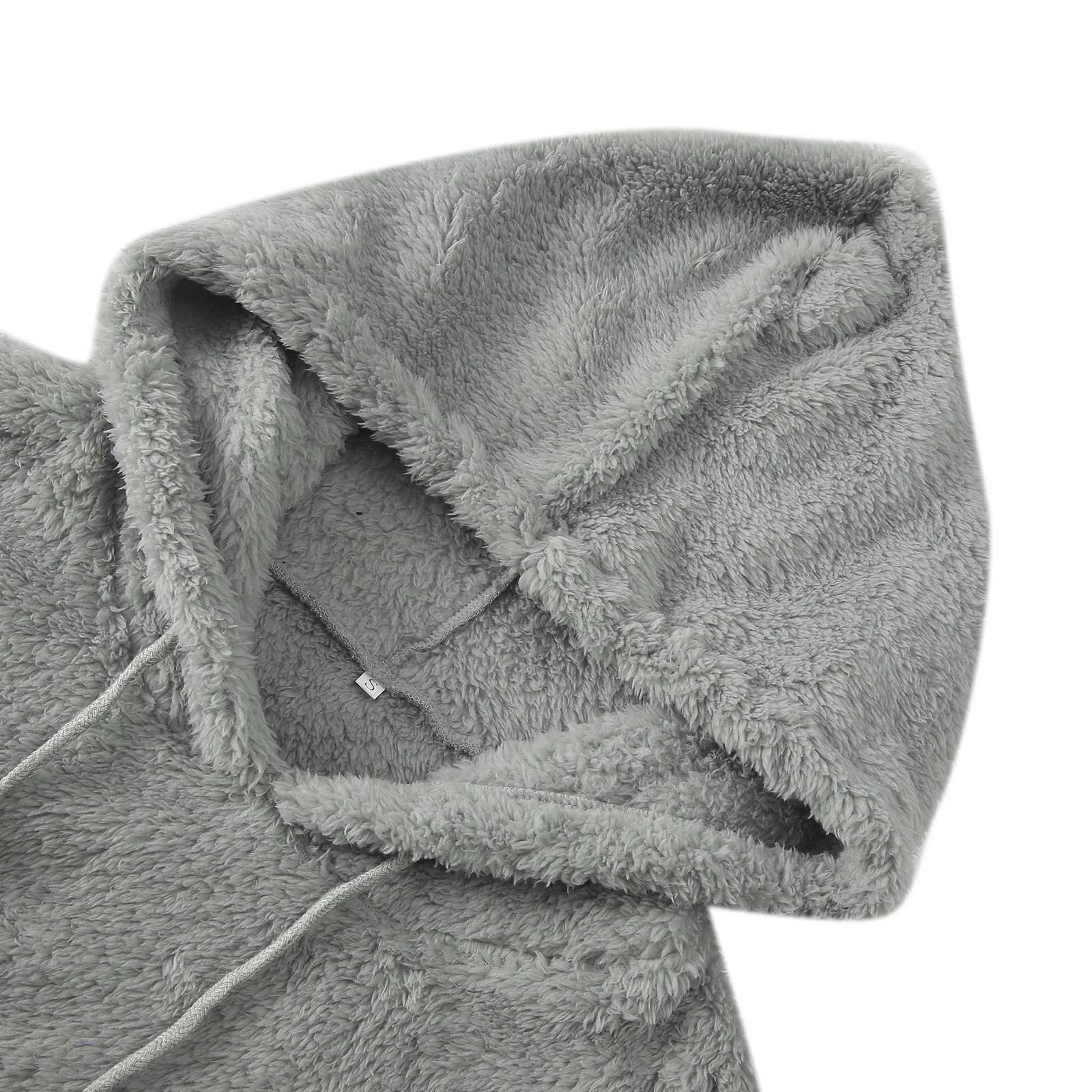 High Quality Autumn Winter Mens Sherpa Hoodie Blurred Plow Winter Hoodie Polar Fce Solid Color Hoodie Long Sves Plow Sweater T241118