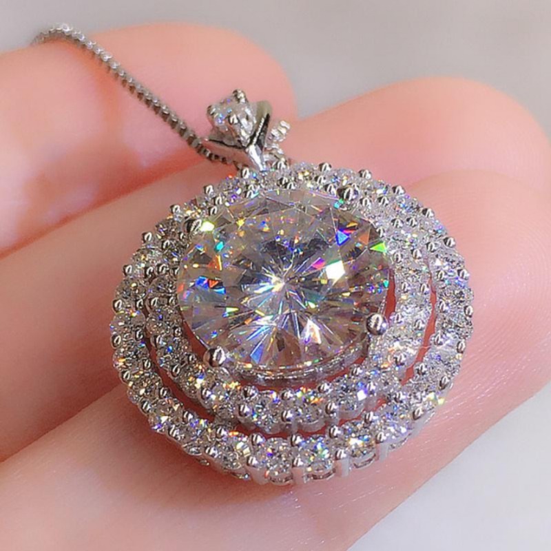 Designer Jewellery High Quality Delicate Moissanite Solitaire Necklace Bridal Wedding Romantic Gift Textured Elegant Accessory