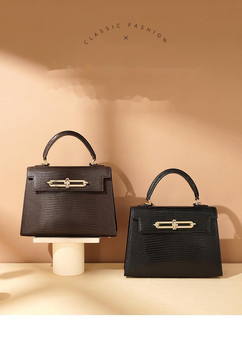 New Cowhide Women's Mini Handbag Versatile Genuine Leather Shoulder Lizard Pattern Commuting Crossbody Bags Genuine Leather BagVoyage