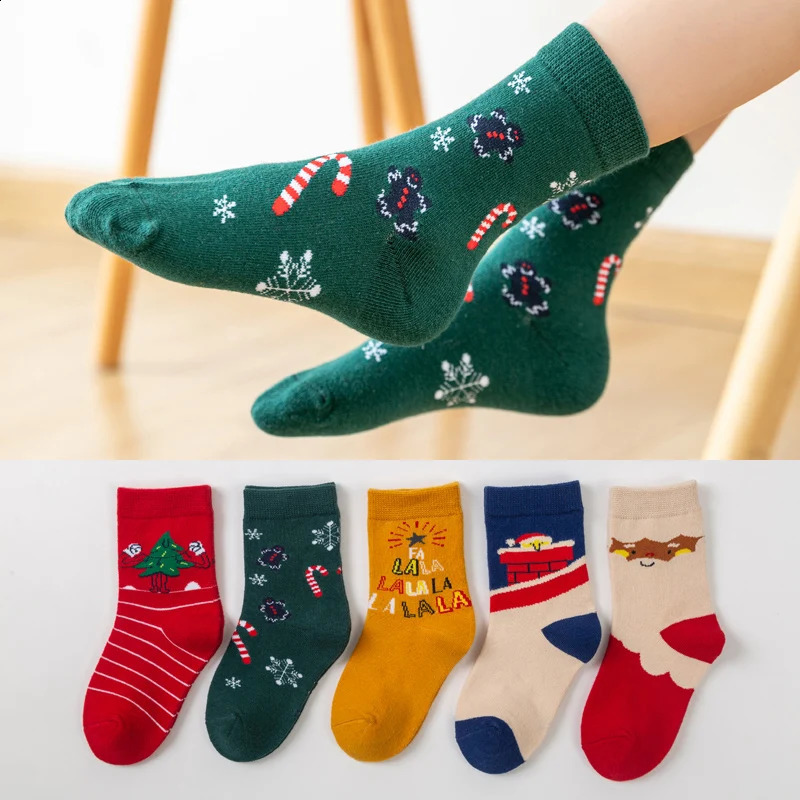 1-12 Year Childrens Socks Autumn Winter Socks Childrens Cotton Christmas Socks Student Girls Cartoon Cute Warm Socks 241118
