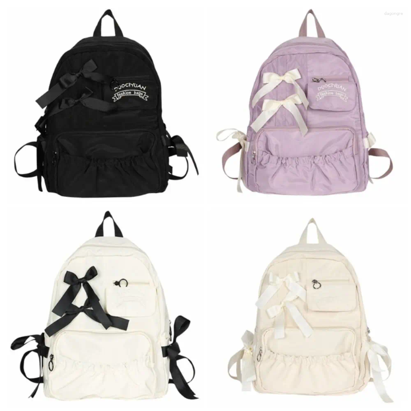 2025 NEW School Bags wer Bow Backpack Kawaii Canvas Large Capacity Students Bag Storage College Style Shoulders Outdoor