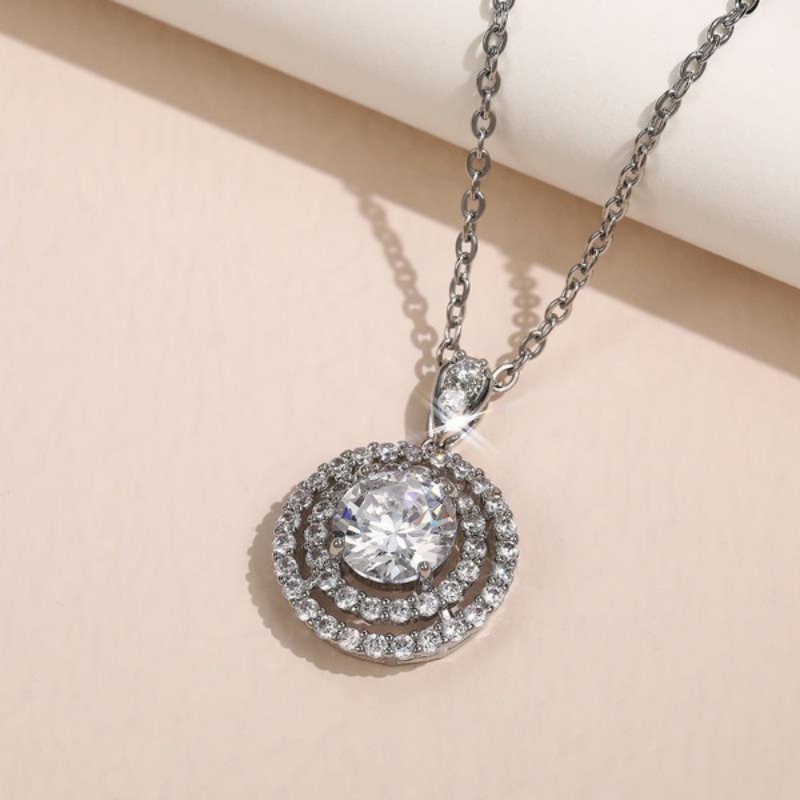 Designer Jewellery High Quality Delicate Moissanite Solitaire Necklace Bridal Wedding Romantic Gift Textured Elegant Accessory