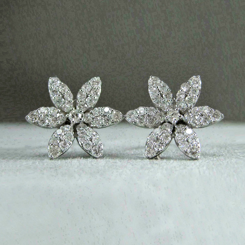 2024 Stud Earrings: Sterg Sier Pave White CZ Dia Snow wer dh910320090
