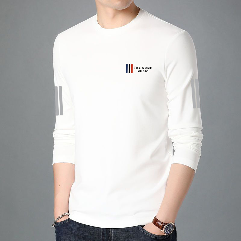 Men's long sleeved T-shirt, men's autumn inner wear, men's loose elastic base shirt, men's printed T-shirt
