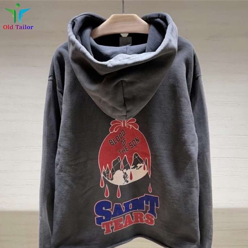 Retro ripped washed autumn and winter hip-hop hoodie loose hoodie pullover sweatshirt men's and women's couple set