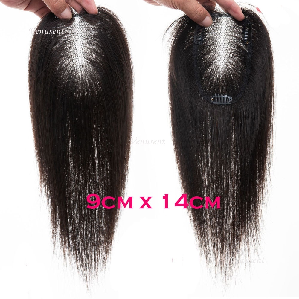 9X14cm Breathable Human Hair Topper With Air Bangs 13X14cm Natural Haire Toupee Hand Tied Swiss Lace Hairpiece For Women