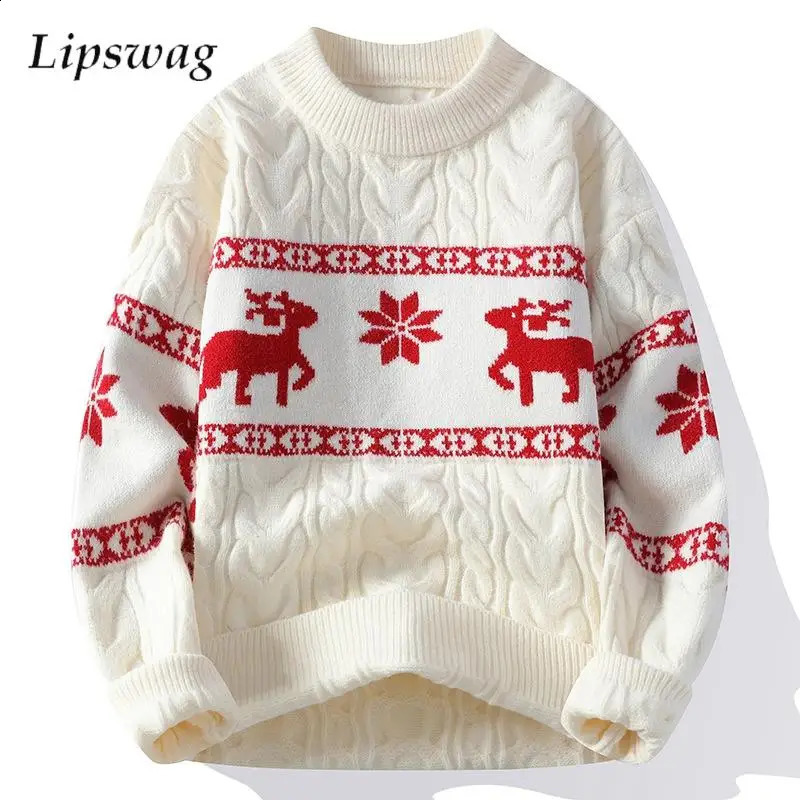 2024 Fall Winter Christmas Sweaters Mens Long Sleeve O Neck Knitting Jumper Tops Vintage Pattern Crochet Mens Sweater Pullovers 241118